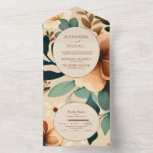 Retro Vintage Jaren Zestig Terracotta Bruiloft All In One Uitnodiging (Binnen)