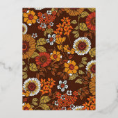 Retro Vintage Jaren Zestig Terracotta Bruiloft Folie Uitnodiging (Achterkant)