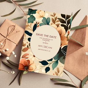 Retro Vintage Jaren Zestig Terracotta Bruiloft Save The Date