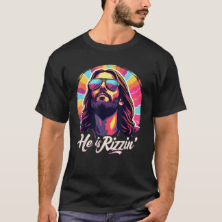 Retro Vintage Jezus Christelijk Hij Is Rizzin Jezu T-shirt