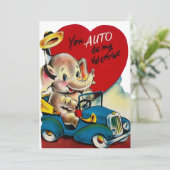 Retro Vintage Jij Auto Wees Mijn Valentijnsdag Dou Feestdagenkaart (Staand voorkant)