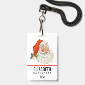Retro Vintage Jolly Kerstman Kerstmis Badge (Voorzijde met lanyard)