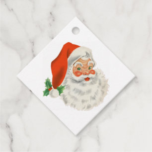 Retro Vintage Jolly Kerstman Kerstmis Bedankjes Labels