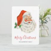 Retro Vintage Jolly Kerstman Kerstmis Feestdagenkaart (Staand voorkant)