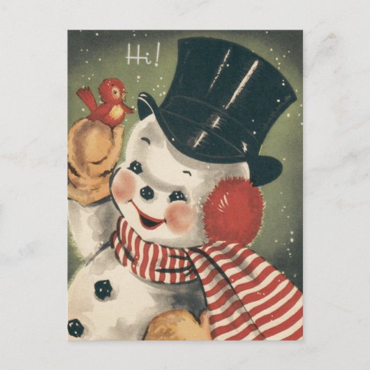 Retro Vintage Jolly Snowman Feestdagenkaart (Voorkant)