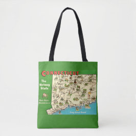 Retro, vintage kaart van Connecticut Tote Bag