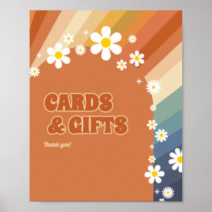 Retro Vintage Kaarten & Cadeaus Regenboog Daisy Poster