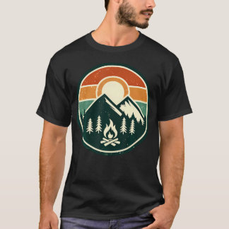 Retro Vintage Kampvuur Camping Kampeerder Buiten K T-shirt
