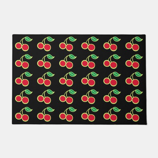 Retro Vintage Kersen Deurmat Vloerkleed (Voorkant)
