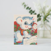 retro vintage kerst beer feestdagenkaart (Staand voorkant)