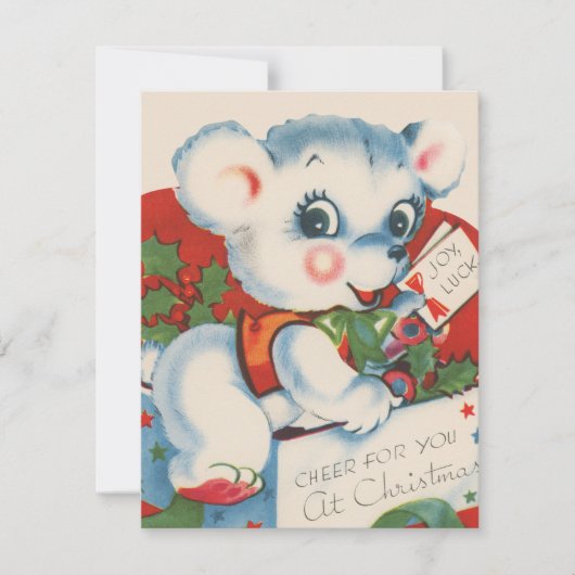 retro vintage kerst beer feestdagenkaart (Voorkant)