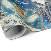 Retro Vintage Kerst: Blauwe Collage Cadeaupapier (Rol Hoek)