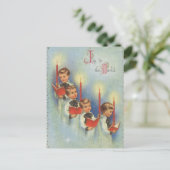 retro vintage kerst carolers feestdagenkaart (Staand voorkant)