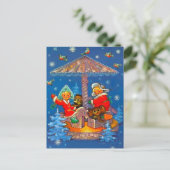 Retro Vintage Kerst Carouselle Feestdagenkaart (Staand voorkant)