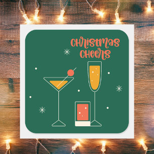 Retro Vintage Kerst Cheers Vakantie Vierkante Sticker