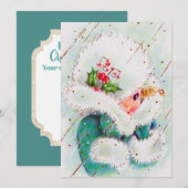 retro vintage kerst dame bericht toevoegen feestdagenkaart (Voorkant / Achterkant)