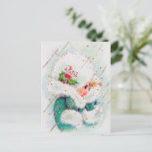 Retro vintage kerst dame briefkaart (Staand voorkant)