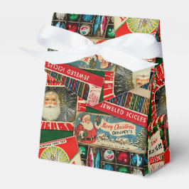 Retro Vintage Kerst Decoratie Collage Bedankdoosjes
