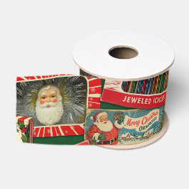 Retro Vintage Kerst Decoratie Collage Grosgrain Lint
