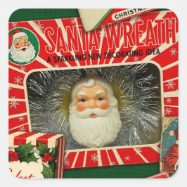 Retro Vintage Kerst Decoratie Collage Vierkante Sticker
