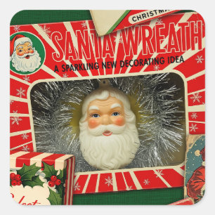 Retro Vintage Kerst Decoratie Collage Vierkante Sticker