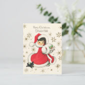 retro vintage kerst dochter feestdagenkaart (Staand voorkant)