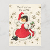 retro vintage kerst dochter feestdagenkaart (Voorkant)