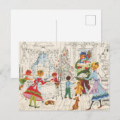 retro vintage kerst familie feestdagenkaart (Voorkant / Achterkant)