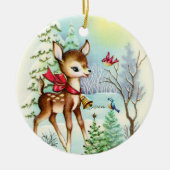 Retro vintage kerst-feestdag keramisch ornament (Voorkant)