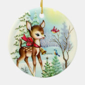 Retro vintage kerst-feestdag keramisch ornament (Achterkant)