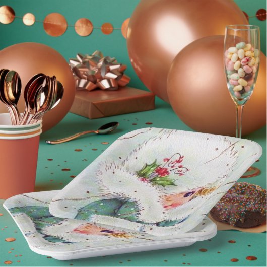 Retro vintage kerst feestdag papieren bordje (Multi)