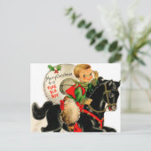 retro vintage kerst grote jongen feestdagenkaart (Staand voorkant)