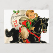 retro vintage kerst grote jongen feestdagenkaart (Voorkant)