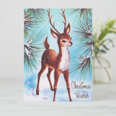 Retro vintage kerst hert voeg bericht kaart (Staand voorkant)