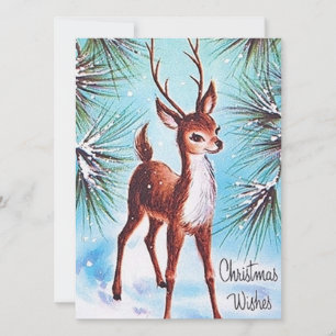 Retro vintage kerst hert voeg bericht kaart