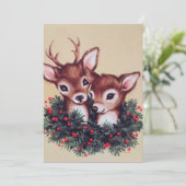 retro vintage kerst herten feestdagenkaart (Staand voorkant)
