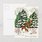 retro vintage kerst herten feestdagenkaart (Voorkant / Achterkant)