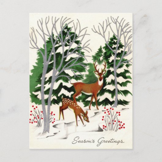 retro vintage kerst herten feestdagenkaart (Voorkant)