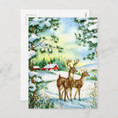 retro vintage kerst Holiday render Feestdagenkaart (Voorkant / Achterkant)