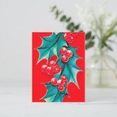 Retro Vintage Kerst hulst briefkaart (Staand voorkant)