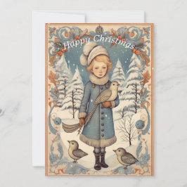 Retro Vintage Kerst Kaart. Personaliseer uw eigen Feestdagenkaart
