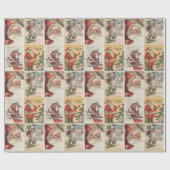 Retro Vintage Kerst Kaarten Collage Cadeaupapier (Vlak)