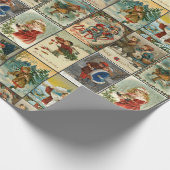 Retro Vintage Kerst Kaarten Collage Cadeaupapier (Hoek)