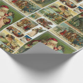 Retro Vintage Kerst Kaarten Collage Cadeaupapier (Hoek)