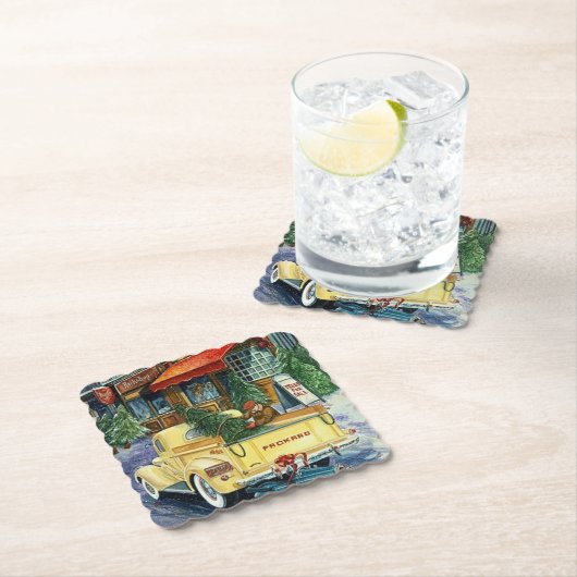 Retro vintage kerst kartonnen onderzetters (Insitu)