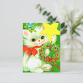 Retro vintage Kerst kat Vakantiekaart Feestdagenkaart (Staand voorkant)