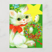 Retro vintage Kerst kat Vakantiekaart Feestdagenkaart (Voorkant)
