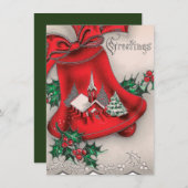 Retro Vintage Kerst Kerkklok voeg bericht toe Feestdagenkaart (Voorkant / Achterkant)