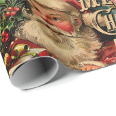 Retro Vintage Kerst: Kerstman en Cadeaus Cadeaupapier (Rol Hoek)