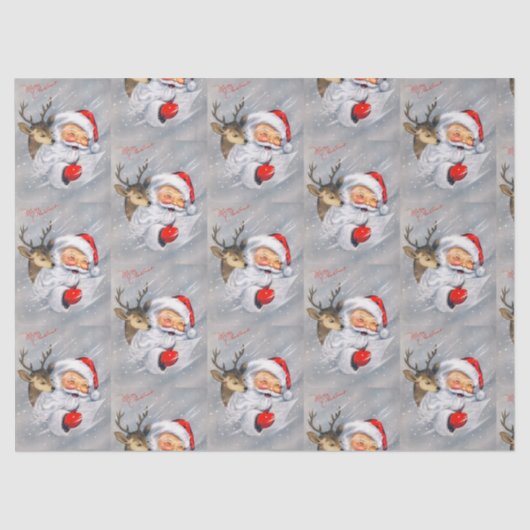 Retro vintage kerst kerstman tissuepapier (Voorkant)